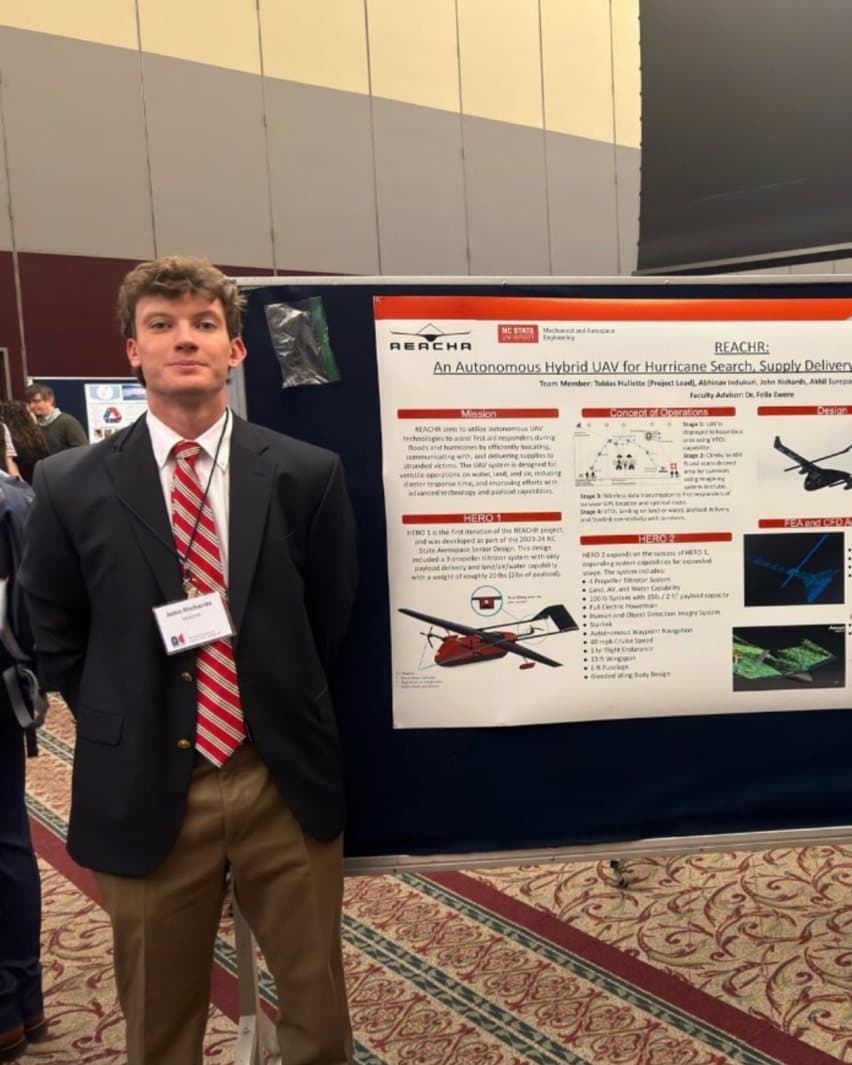 Presenting the REACHR airframe at an NC State engineering research symposium.